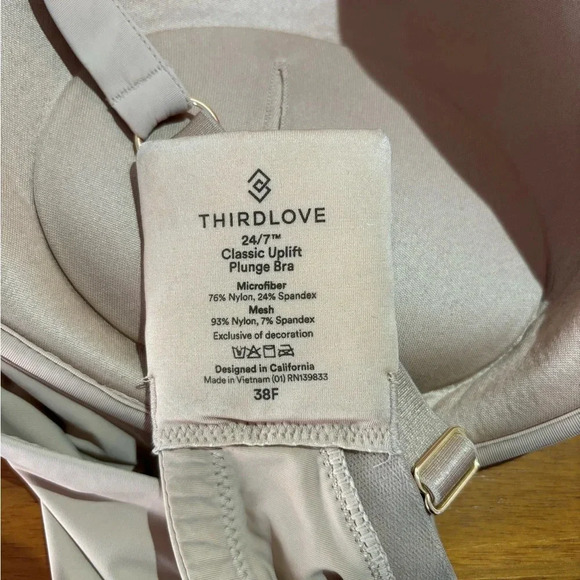 Third love 24/7® Classic Uplift Plunge Bra Size 38F in Toupe - Picture 4 of 5